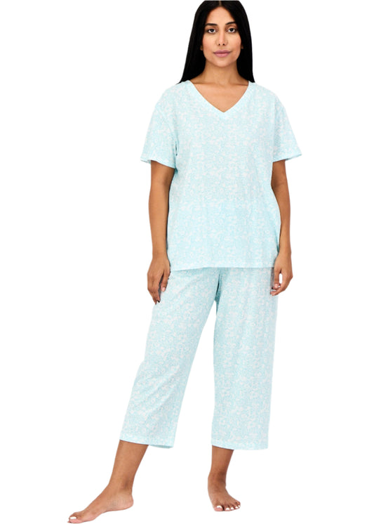 Women 2Pcs Floral Pattern Sleepwear Set, Multicolor