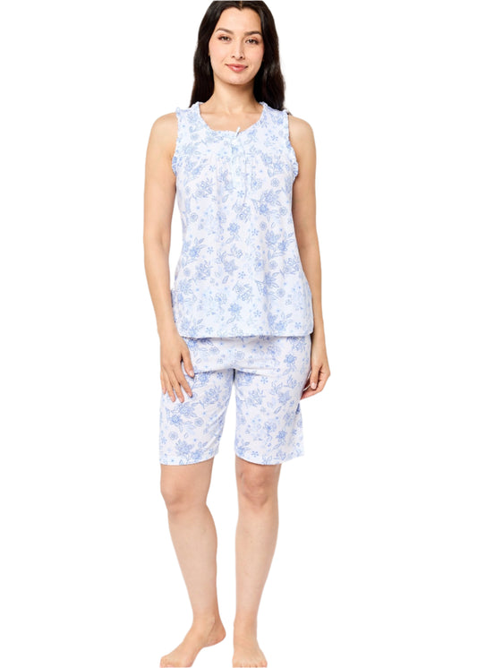 Women 2 Pcs Floral Print Top And Short Sleepwear Set, Multicolor