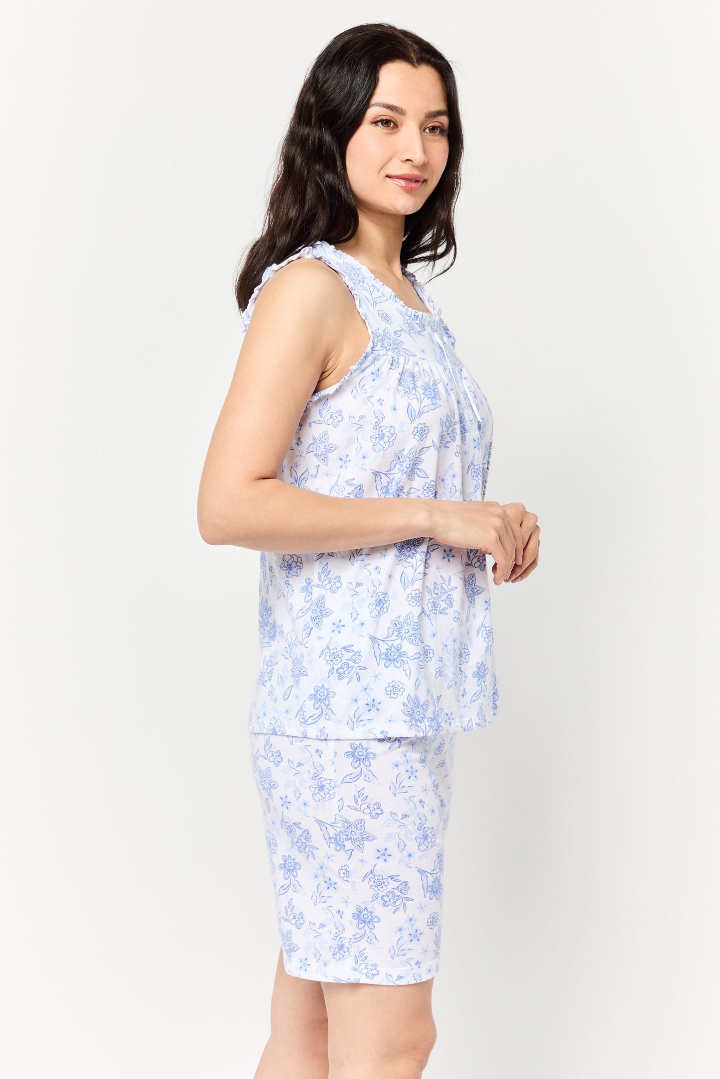 Women 2 Pcs Floral Print Top And Short Sleepwear Set, Multicolor