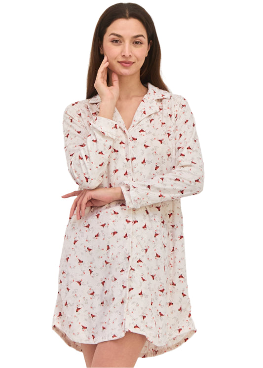 Women Allover Print Full Sleeves Pajamas, Ivory Combo
