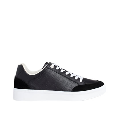 Women's Th Monogram Leather Mixed Texture Sneakers -  Leather upper, Black