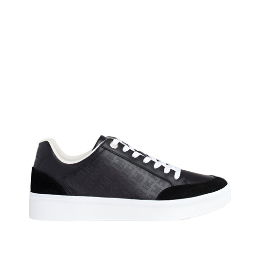 Women's Th Monogram Leather Mixed Texture Sneakers -  Leather upper, Black