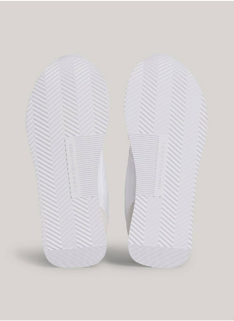 Women's Global Stripe Essential Suede Trainers -  Suede upper, White