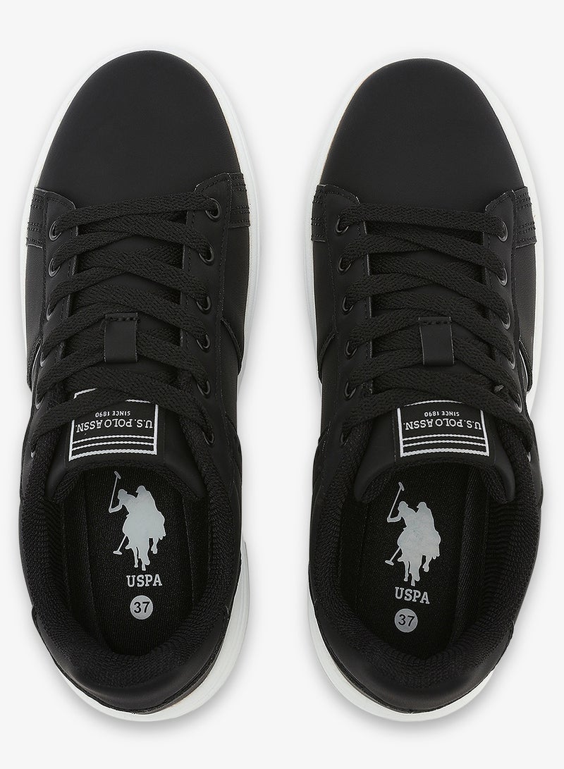 Women's Black Low-Top Sneakers - Lightweight Modern Design Shoes for All-Day Comfort