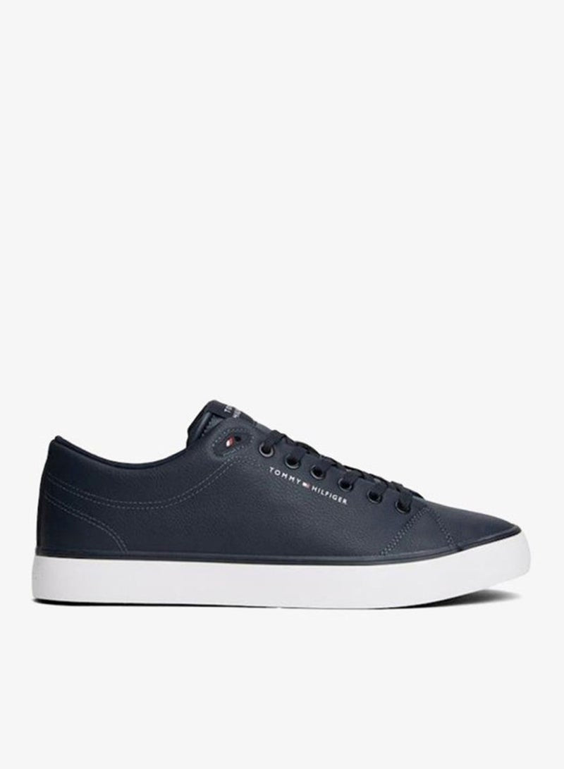 Logo Lace-Up Sneakers With Leather