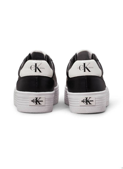 Women's Leather Platform Trainers - Leather, Black