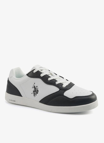 Men's White and Black Sneakers, Stylish Contrast Design Shoes for Sporty Everyday Looks
