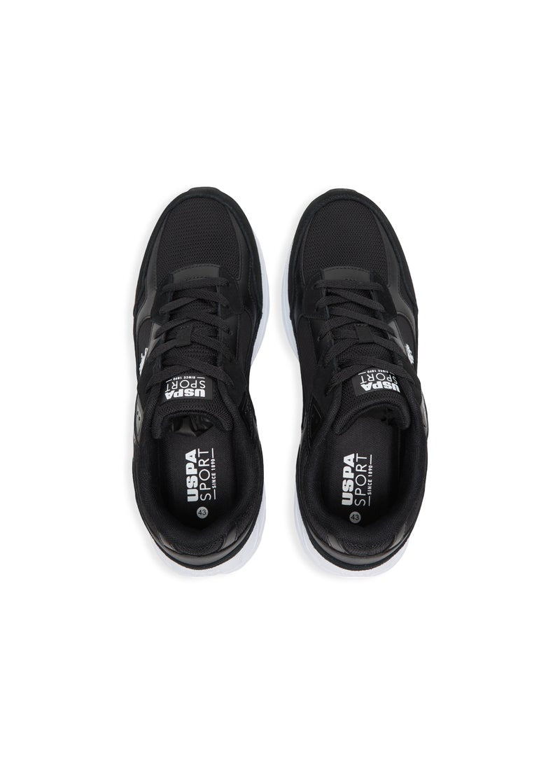 Men's Black Low-Top Sneakers - Sleek Lace-Up Design, Comfortable and Versatile for Casual Outings