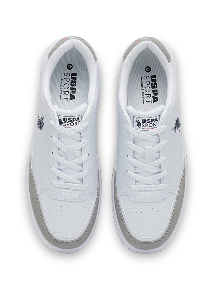 Men's White Low-Top Sneakers - Lightweight Lace-Up Design, Comfortable for Everyday Outfits