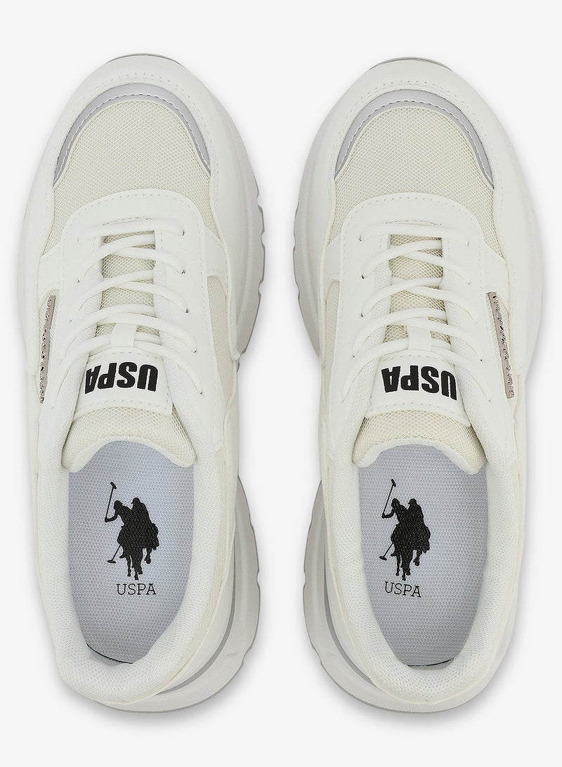 Women's White Low-Top Sneakers - Lightweight Shoes & Trendy Design Shoes for Everyday Wear