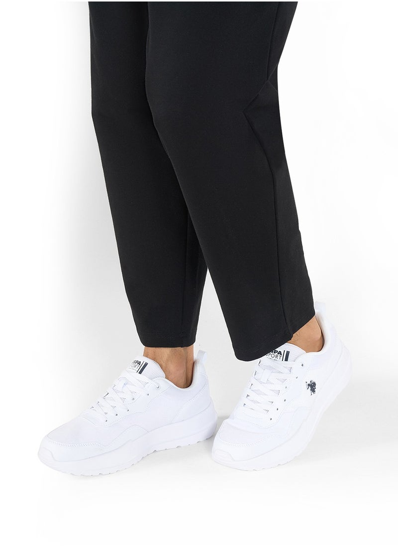 Men's White Low-Top Sneakers - Lightweight Lace-Up Design, Comfortable for Everyday Outfits