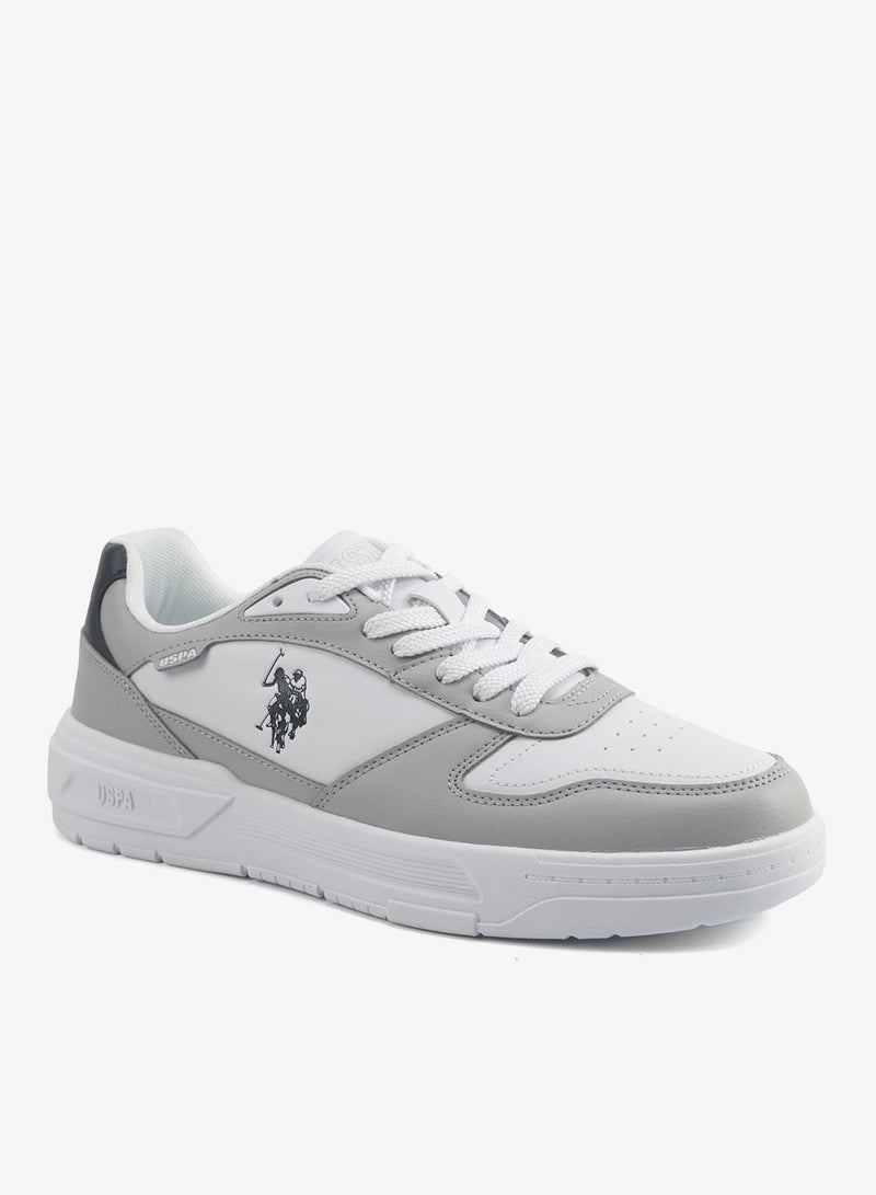 Men's White Classic Low-Top Sneakers, Stylish Lace-Up Design Shoes Perfect for Casual Adventures