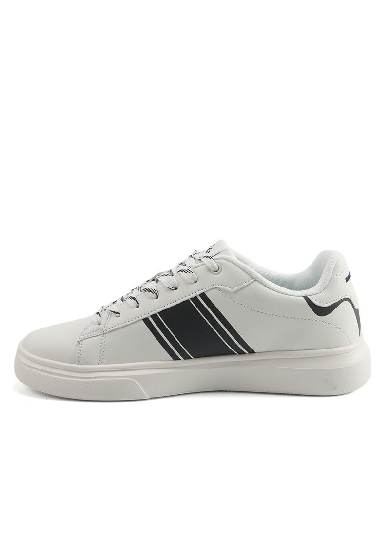 Men's White Sneakers with Bold Side Logo – Sporty Striped Design for Effortless Everyday Styling