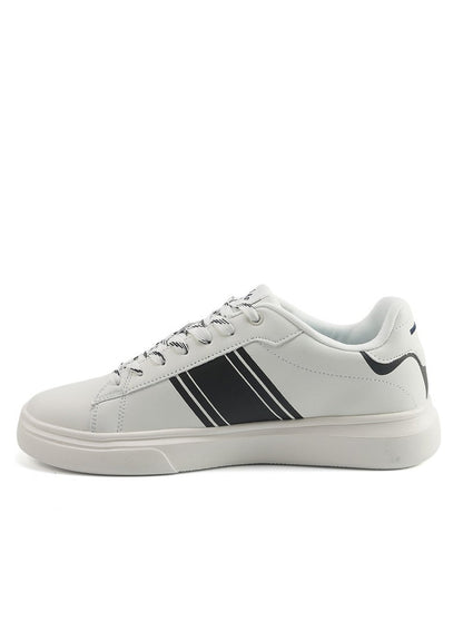 Men's White Sneakers with Bold Side Logo – Sporty Striped Design for Effortless Everyday Styling