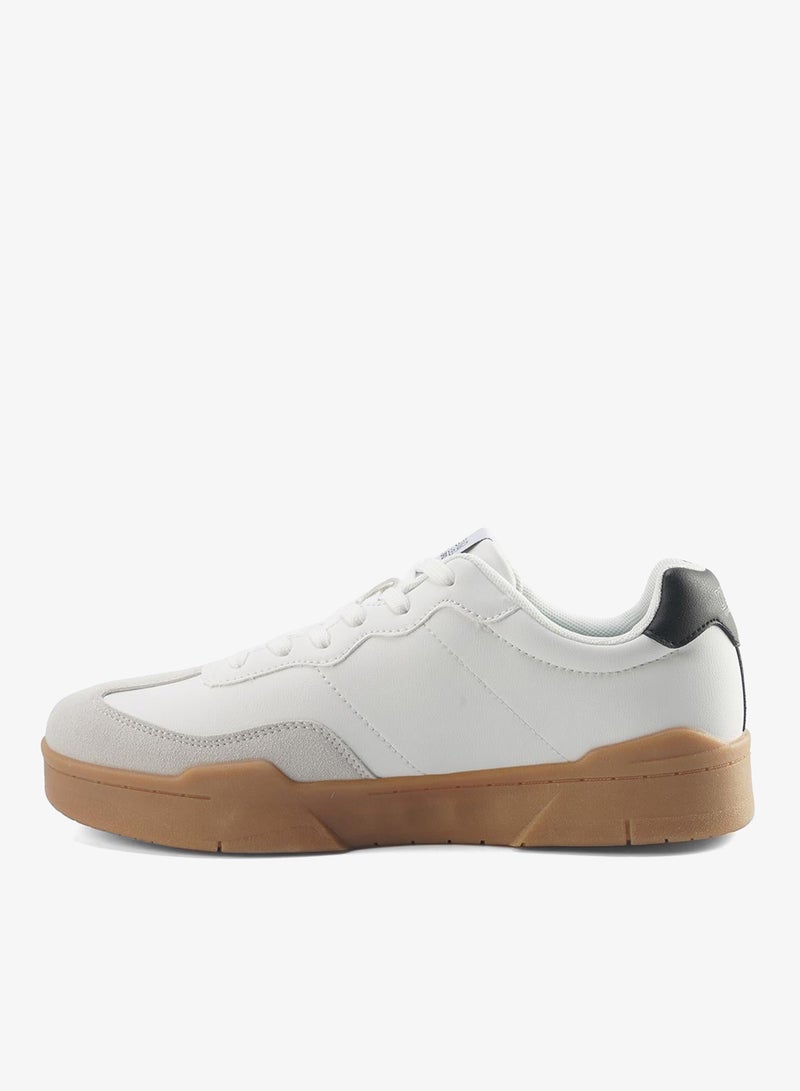 Men's White Low-Top Sneakers - Fashionable Lace-Up Style Shoes, Perfect for Every Outfit
