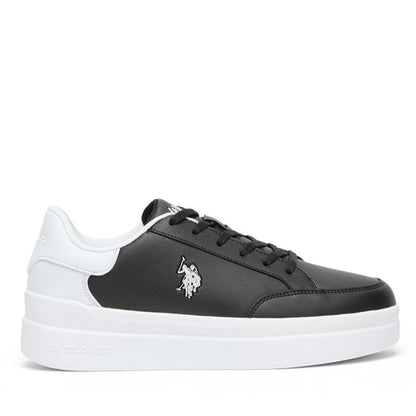 Women's Black Low-Top Sneakers - Sleek Style with Lace-Up Design and Contrast White Heel Accent for Everyday Wear
