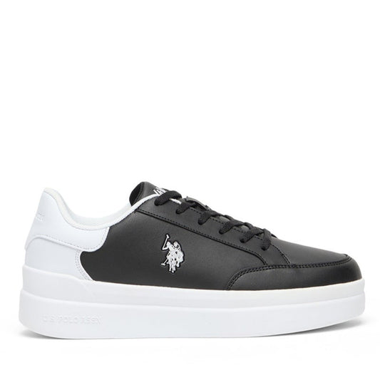 Women's Black Low-Top Sneakers - Sleek Style with Lace-Up Design and Contrast White Heel Accent for Everyday Wear