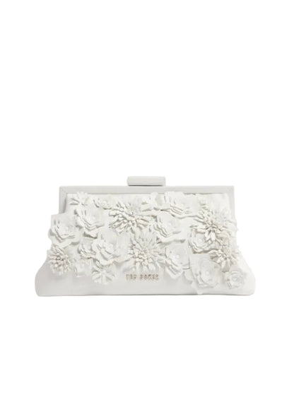 FLOWER 3D APPLIQUE CLUTCH BAG