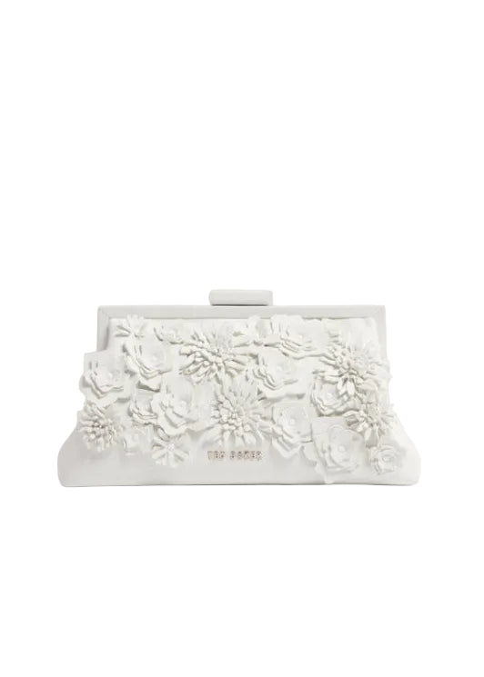 FLOWER 3D APPLIQUE CLUTCH BAG