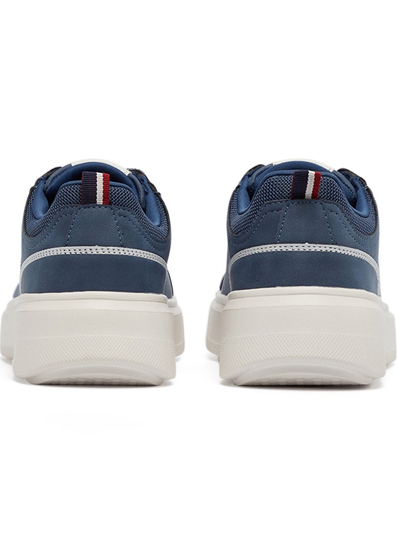 Men's Navy Low-Top Sneakers - Fashionable Lace-Up Style