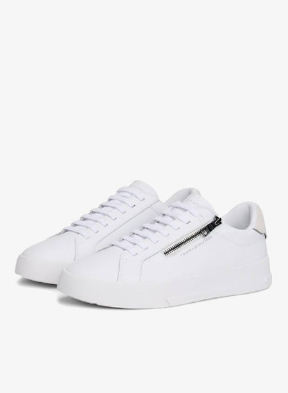 Zip-Up Court Trainers With Leather