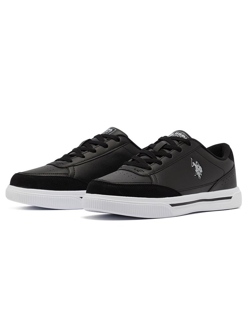 Men's Black Low-Top Sneakers - Lightweight Lace-Up Design, Comfortable for Everyday Outfits