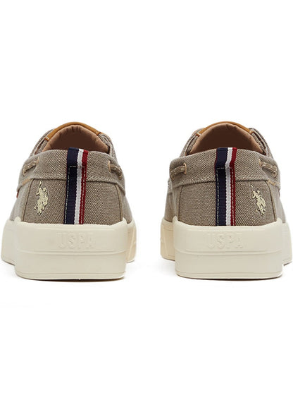 Men's Beige Low-Top Sneakers - Lightweight Slip-On Design with Iconic Branding for a Clean Look