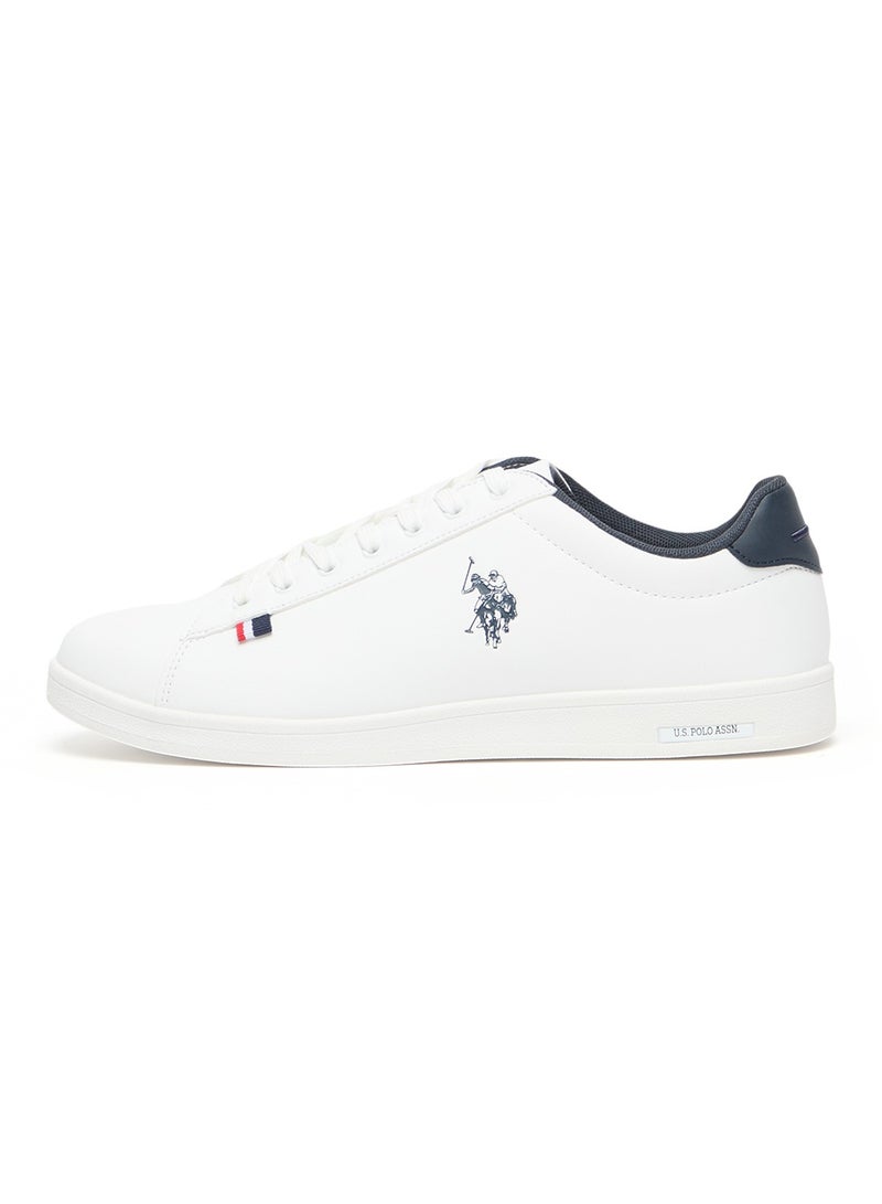 Men's White Low-Top Sneakers - Lightweight Lace-Up Style, Comfortable Casual Footwear