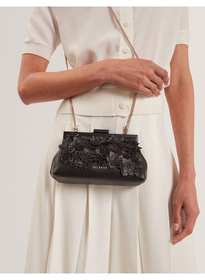 FLOWER 3D APPLIQUE CLUTCH BAG