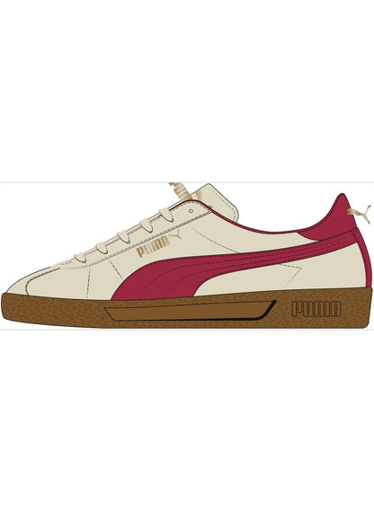 Club Unisex Beige Red Suede Sneakers