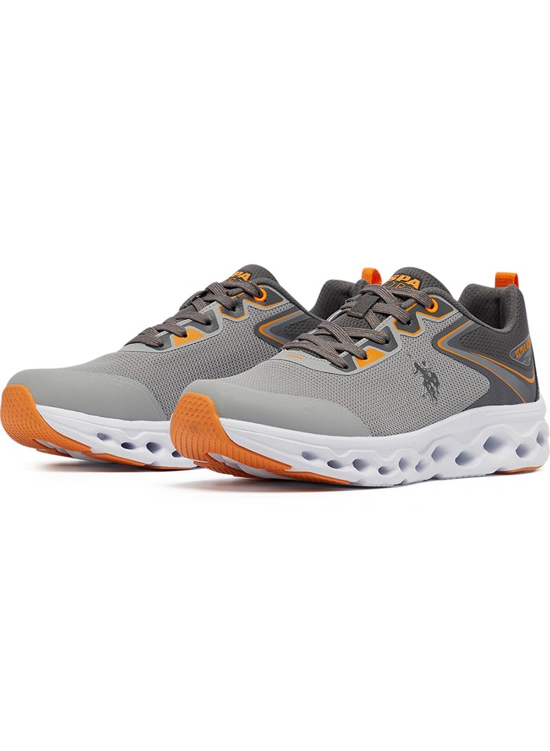 Men's Grey Low-Top Sneakers - Lightweight Lace-Up Design, Comfortable for Everyday Outfits