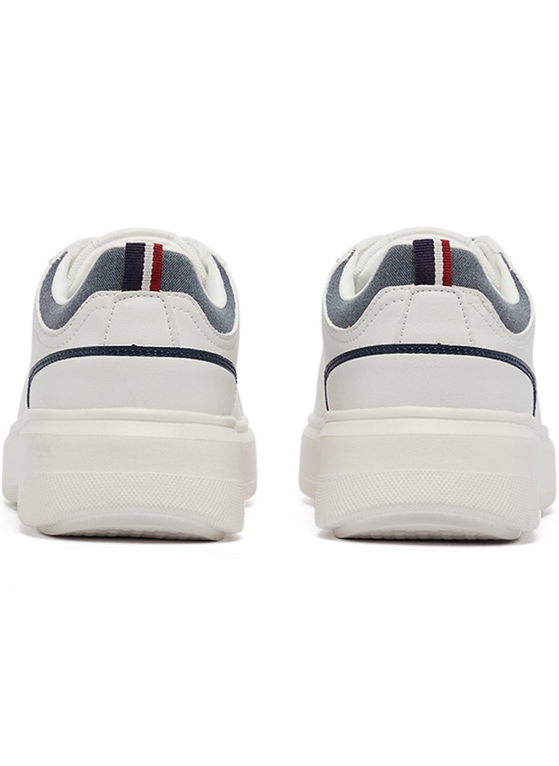 Men's White Low-Top Sneakers - Lightweight Lace-Up Design