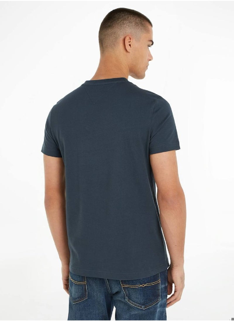 Men's Logo Embroidery Slim Fit T-Shirt -  Pure cotton, Grey