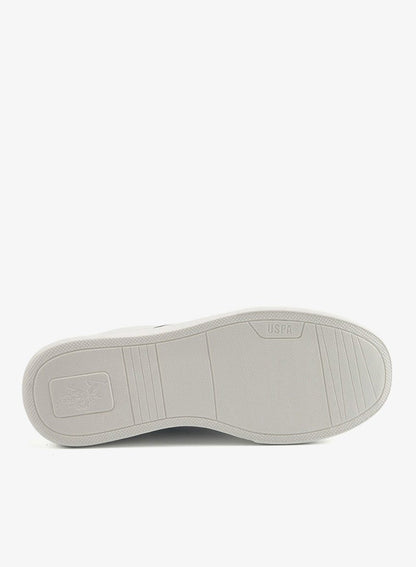 Men's White Sneakers with Bold Side Logo Shoes - Sporty Striped Design Shoes for Effortless Everyday Styling