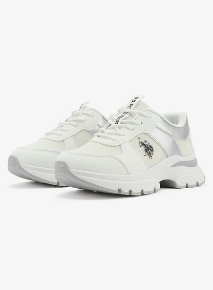 Women's White Low-Top Sneakers - Stylish Shimmer Design Shoes, Perfect for a Cute Outfit