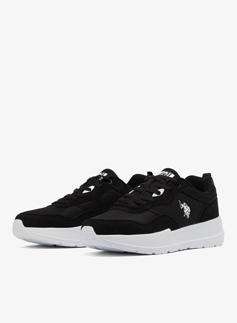 Men's Black Low-Top Sneakers - Lightweight Shoes Lace-Up Design, Comfortable for Everyday Outfits