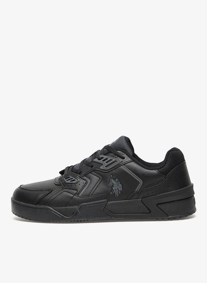 Men's Black Stylish Low-Top Casual Sneakers - Durable Lace-Up Design Shoes with Comfort Cushioned Sole for Everyday Active Wear