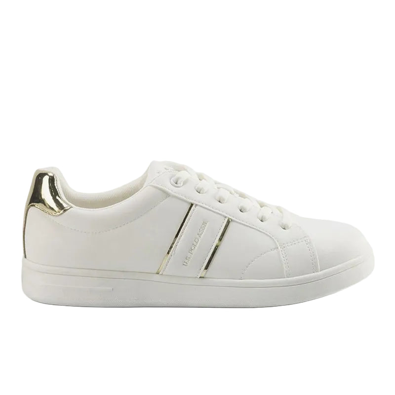 Women's White Sneakers with Metallic Accents Shoes - Sleek Design Shoes for Modern Casual Style