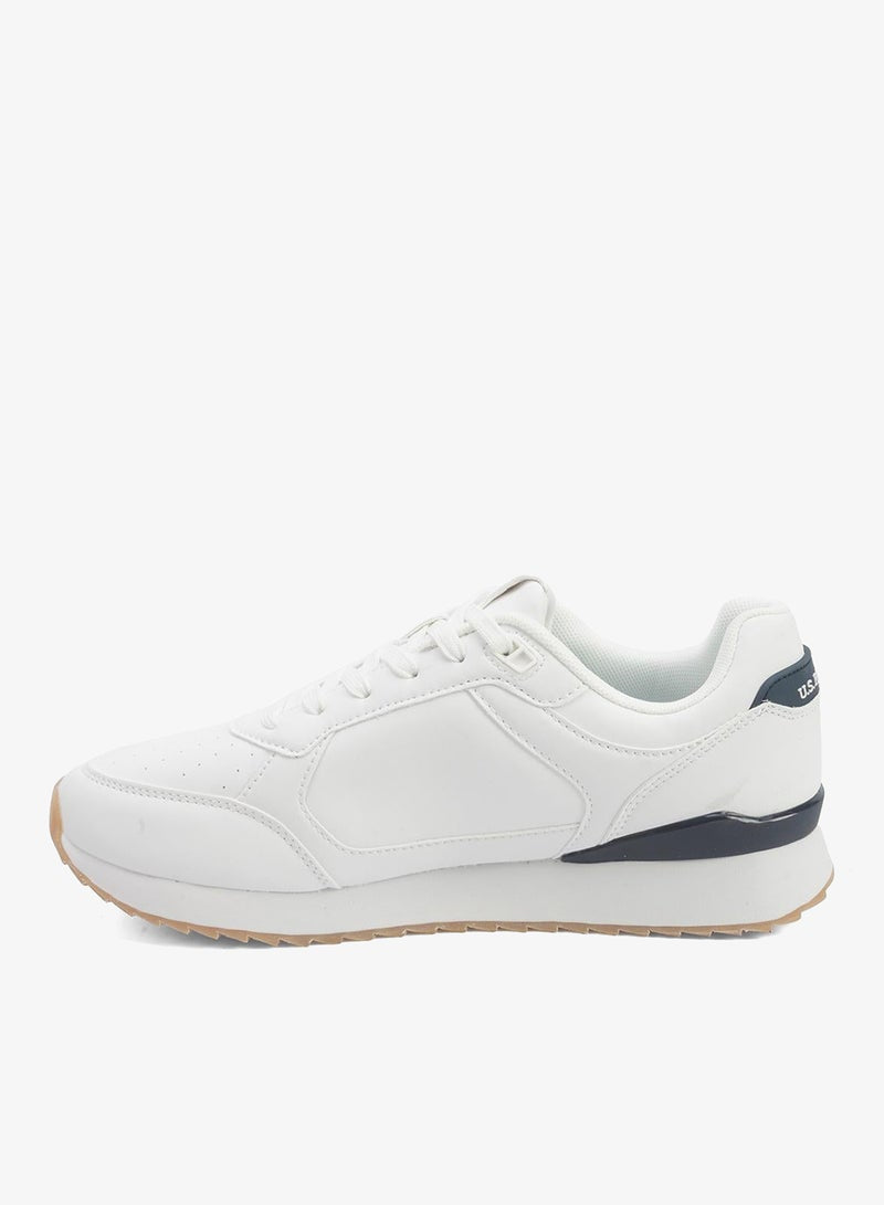 Men's White Sneakers - Lightweight Modern Design Shoes, Comfortable Everyday Casual