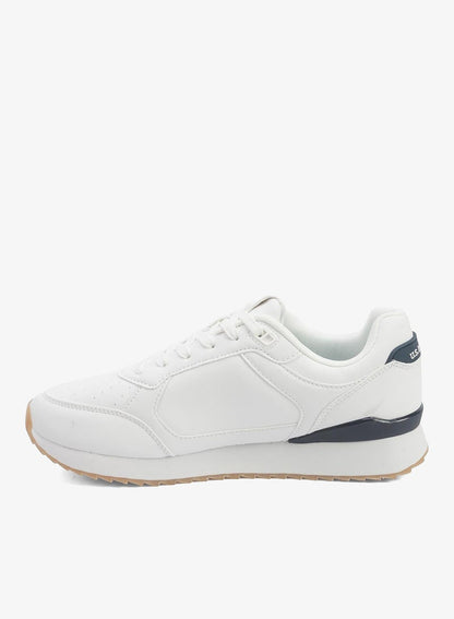 Men's White Sneakers - Lightweight Modern Design Shoes, Comfortable Everyday Casual