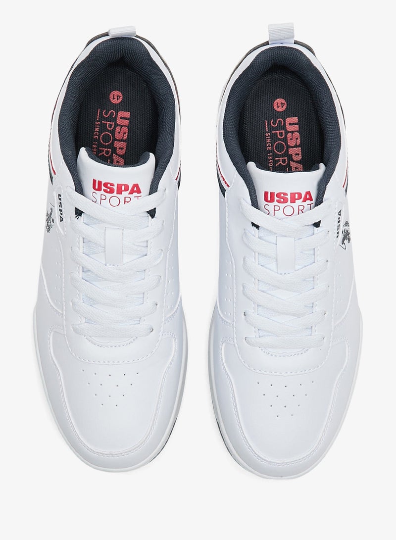 Men's White Sneakers - Lightweight Modern Design Shoes, Comfortable Everyday Casual