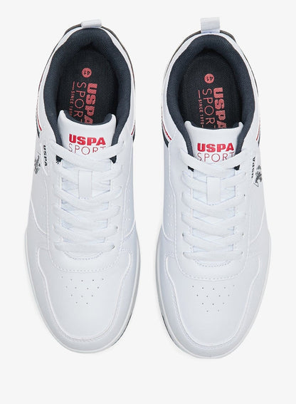 Men's White Sneakers - Lightweight Modern Design Shoes, Comfortable Everyday Casual