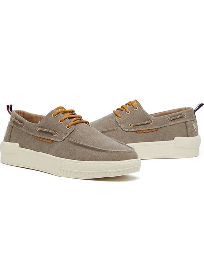 Men's Beige Low-Top Sneakers - Lightweight Slip-On Design with Iconic Branding for a Clean Look