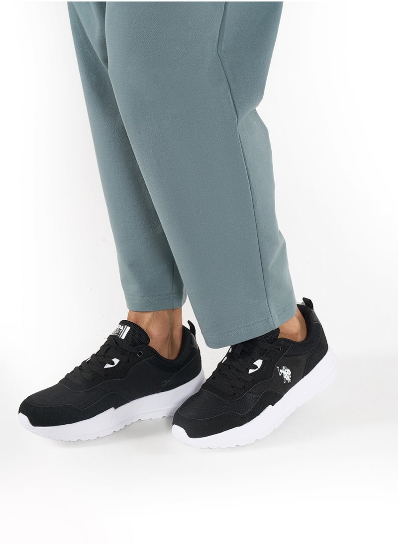 Men's Black Low-Top Sneakers - Lightweight Lace-Up Design, Comfortable for Everyday Outfits