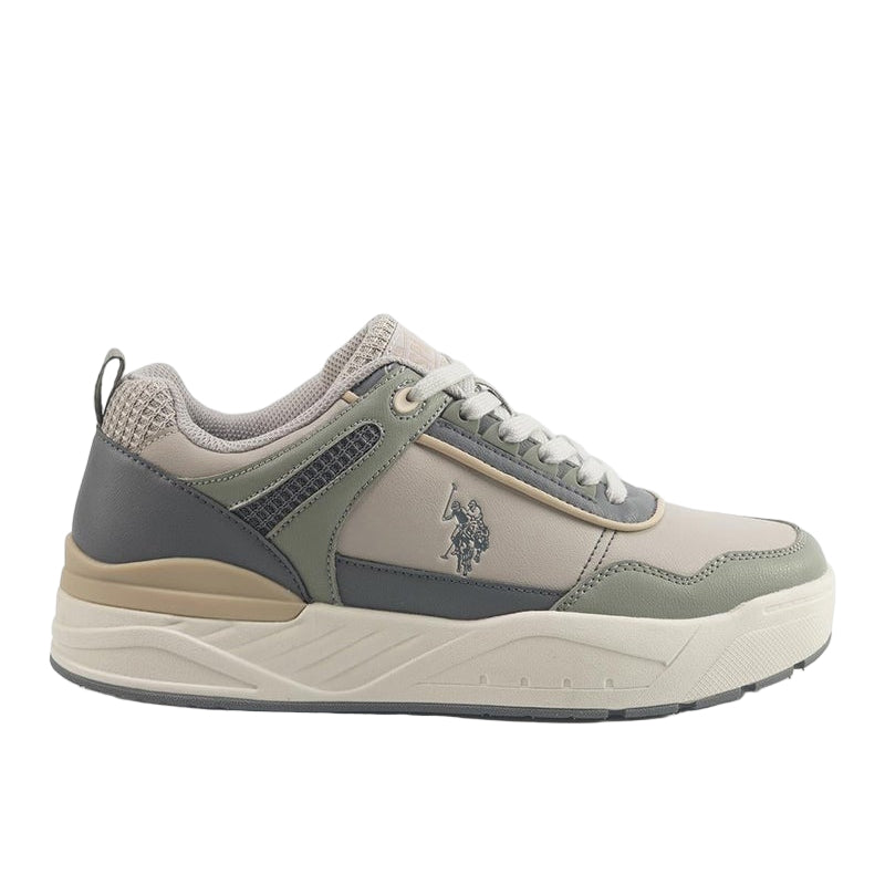 Men's Beige Low-Top Sneakers - Modern Design with Grey Accents Shoes, Durable and Stylish Casual Footwear