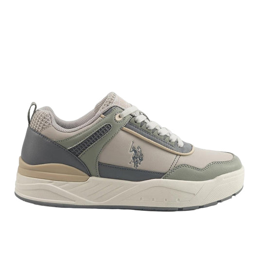 Men's Beige Low-Top Sneakers - Modern Design with Grey Accents Shoes, Durable and Stylish Casual Footwear