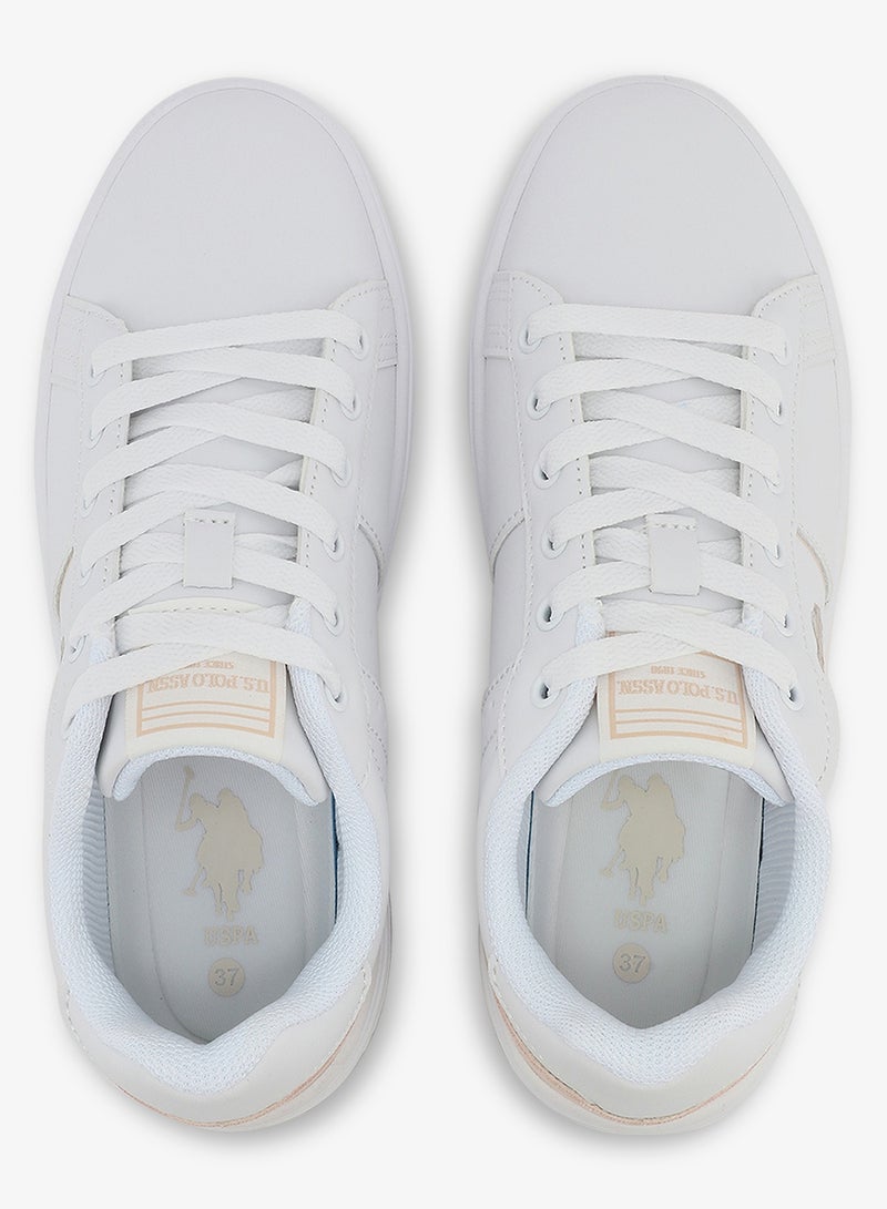 Women's White Low-Top Sneakers - Lightweight Modern Design Shoes for All-Day Comfort