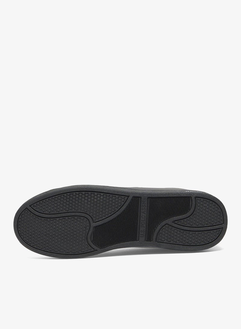 Men's Black Low-Top Sneakers - Bold Lace-Up Style, Comfortable Casual Footwear Shoes