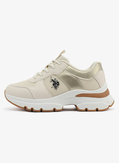 Women's Beige Low-Top Sneakers - Lightweight Shoes & Trendy Design Shoes for Everyday Wear