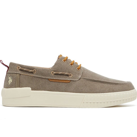 Men's Beige Low-Top Sneakers - Lightweight Slip-On Design with Iconic Branding for a Clean Look